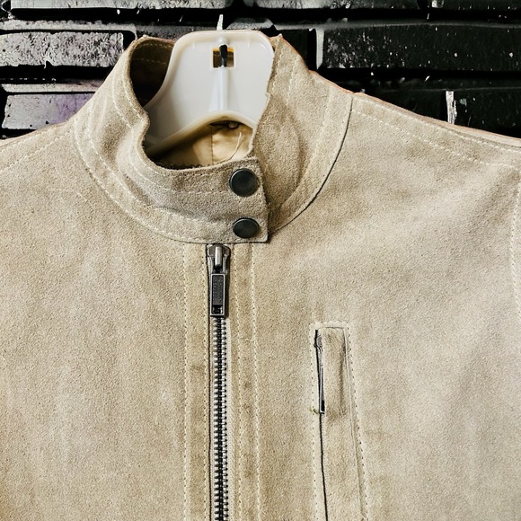Banana Republic Cream Tan Suede Leather Moto Jacket | Size PXS | - Picture 6 of 16